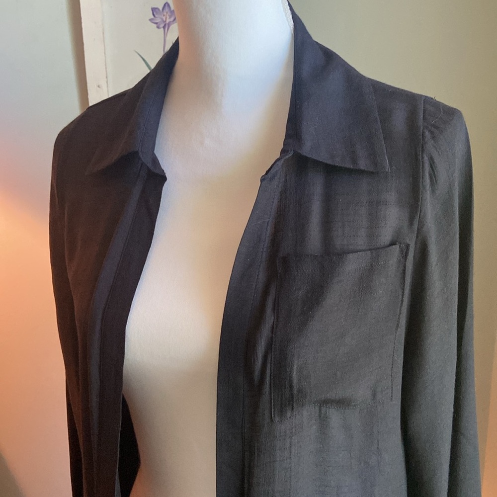 Rebellion Black Sheer Longline Duster Cover Up Sz S - Picture 2 of 7